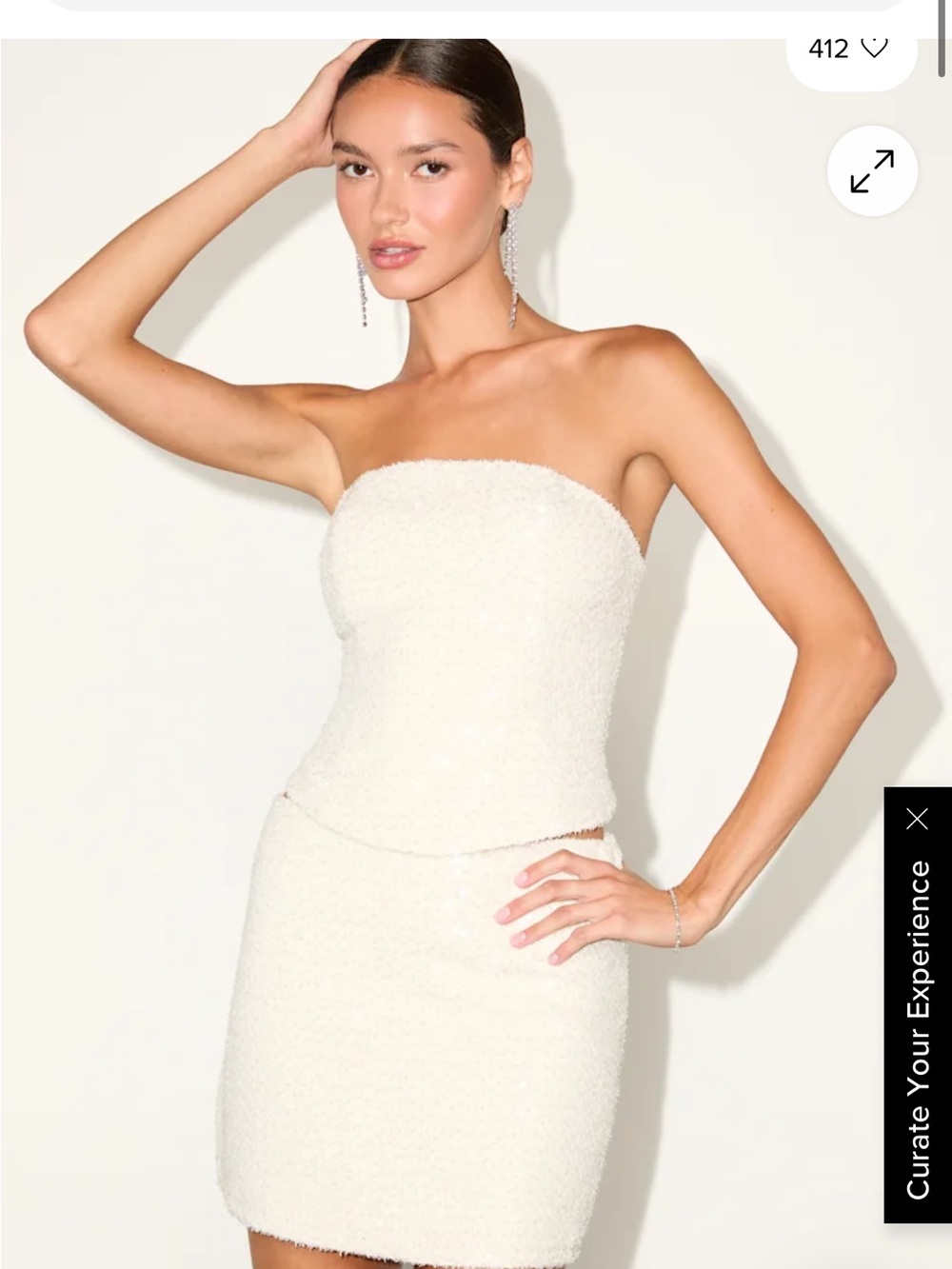Lulu's Cream Strapless Bouclé Mini Dress
